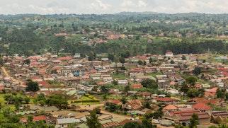 Photo depicts an aerial view of fort portal, uganda